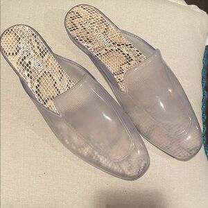 Cape Robbin Clear Mules with Snake Print Insole